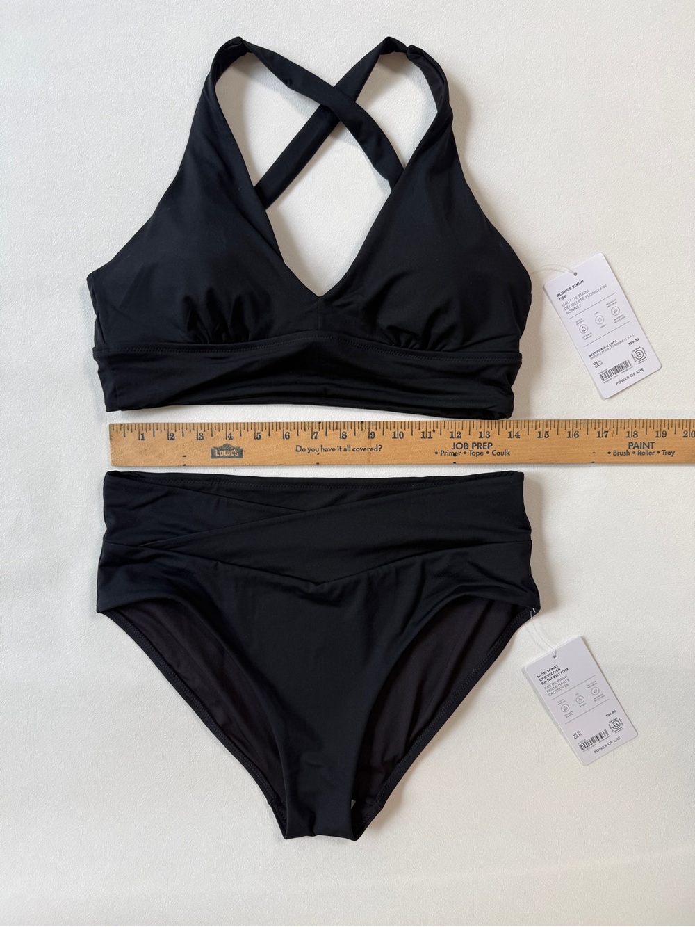 Athleta Black Criss Cross Bikini Top with High-Waist Crossover Bottoms | NWT - Picture 4 of 11